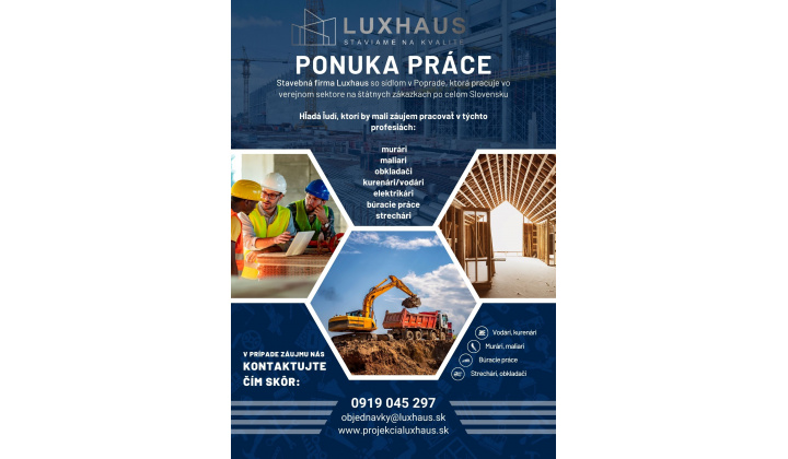 Fotka pre článok LUXHAUS - ponuka práce